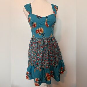 Floral Teal Sleeveless Dress